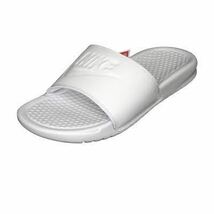 NIKE WMNS BENASSI JDI WHITE 343881-115/25cm 裏地付きのアッパーに大胆なロゴをあしらって快適な履き心地とスポーティーなスタイルを実現_画像2