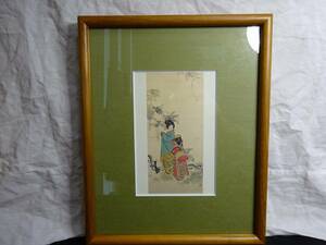 Art hand Auction 現状品 日本画 着物女性画 ヘンリー パイク ブイ 平野 額装 ポストカード, 絵画, 日本画, その他