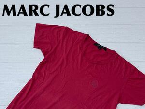 ☆送料無料☆ MARC JACOBS マークジェイコブス 古着 半袖 ピースマーク Tシャツ レディース L ワインレッド トップス 中古 即決