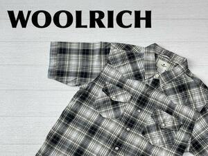 ☆送料無料☆ WOOLRICH ウールリッチ 古着 半袖 ダブルポケット チェック ウエスタン シャツ メンズ L グレー トップス 中古 即決