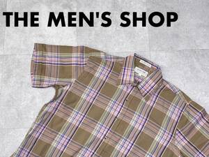 ☆送料無料☆ THE MEN’S SHOP PALAIS ROYAL USA直輸入 古着 半袖 チェック GENTLEMEN'S FIT シャツ メンズ L ピンク トップス 中古 即決