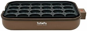 APIX たこ焼き器 【TaKoPa】 24穴 平面プレート・レシピ付き ブラウン ATM-024-BR(中古品)