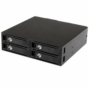 StarTech.com 4ベイHDD/SSD増設モバイルラック 5インチベイ内蔵タイプ 2.5インチSATA/SASドライブ対応リムーバブルケース SATSASBP425(中古