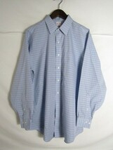 16 1/2-4/5 Lサイズ 346 Brooks Brothers　ブルックスブラザーズ チェック　レギュラーカラーシャツ サックス_画像1