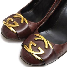 GUCCI グッチ パンプス GGシマ 牛革 インターロッキング レザーソール ハイヒール_画像5