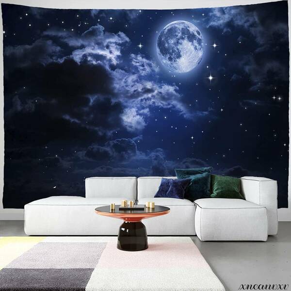 幻想的な タペストリー 夜空 星空 高品質 インテリア 壁掛け 部屋飾り 自然 満月 癒し効果 リラックス 飾り付け 模様替え
