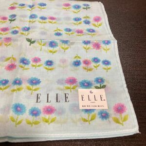 新品★レディース　ハンカチーフ　約46cm ブルー系 小花柄 ★ELLE