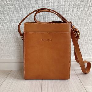 【新品未使用】ELINA レディース 本革 レザー 斜め掛け 肩掛け ミニショルダーバッグ ステッチ ヴィンテージ ブラウン キャメル ブランド