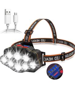 LED ヘッドライトジェントスヘッドライト8灯600ルーメン 充電式 大容量バッテリー付属 4つ点灯モード 防水 明るい 高輝度 LEDライト
