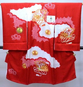 お宮参り 産着 女児 女の子 正絹 のしめ 絞り 金刺繍 綸子地 祝着 新品（株）安田屋 NO31676