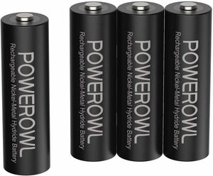 Powerowl単3形充電式ニッケル水素電池4個パック PSE安全認証 自然放電抑制 環境保護(2800mAh、?1200回循環使