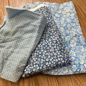 ブルー系 花柄ハギレ 3種類セット