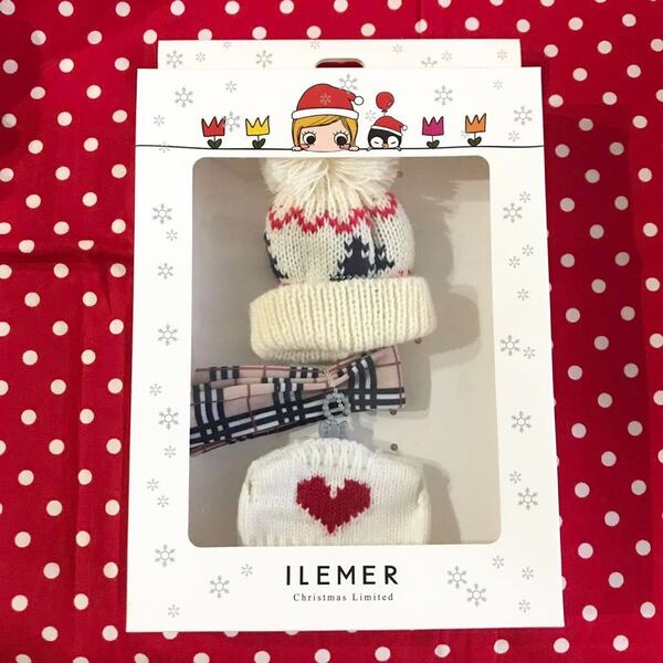 ILEMER イルメール イーマリー Xmas限定 着せ替えデラックス Vol.1 ニット帽+マフラーセット 服 衣装 上着 ベスト ハート 帽子 新品未開封