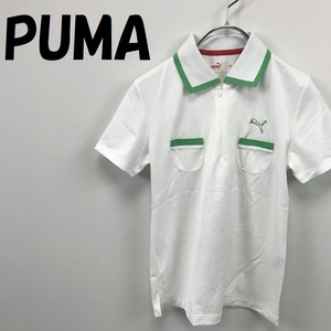 【人気】PUMA/プーマ ハーフジップ 半袖 シャツ ホワイト×グリーン サイズM レディース/S4145
