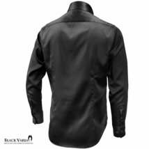 201355-bk BlackVaria 無地 ドゥエボットーニ パウダーサテン ドレスシャツ スナップダウン メンズ(ブラック黒) S きれいめ パーティー_画像3