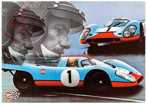 ポスター「1971 ガルフ・ポルシェ 917 ジョー・シファート」★スティーブ・マックイーン/カンナム/Can-Am/栄光のル・マン/F1/