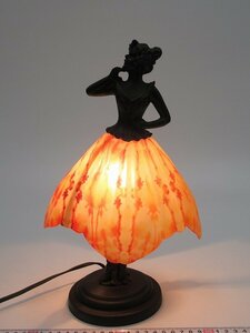 D2681 マツヤマ工芸 鉄製 色ガラス シェード 踊る女性 テーブルランプ スタンドライト 間接照明 照明器具