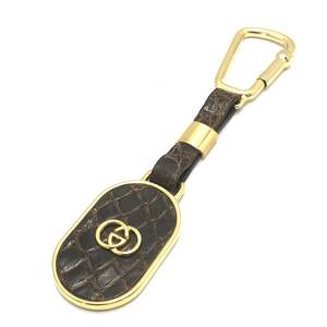  beautiful goods Gucci GUCCI Old Gucci key holder key ring GG leather black ko Gold Vintage antique 