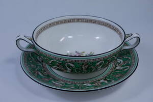 ウェッジウッド フロレンティーン グリーン 花柄 スープカップ&ソーサー W1232 Wedgwood 茶壺 FLORENTINE