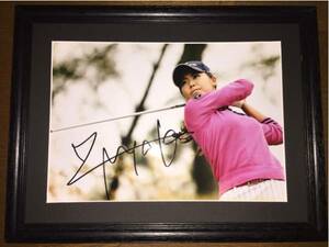 LPGA 松森彩夏 直筆サイン入りA4生写真 高級額装品⑧