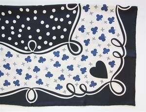  unused * Italy made * Innes do rough re Sanji . silk scarf 90. polka dot / Heart Vintage Ins de la Fressange dot Garcon Spade black navy blue 