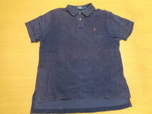 レア素材！Ralph Lauren S/S 半袖 ポロシャツ パイル素材 NAVY SIZE XL_画像1