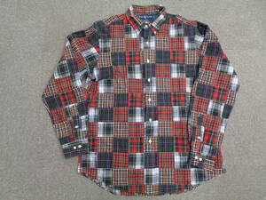 Ralph Laurenの定番であるパッチワークのシャツ CUSTOM FIT PATCHWORK SHIRT SIZE L ブリテッシュ系チェック