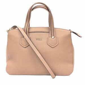 FURLA フルラ GIADA M SATCHEL W/ZIP 2WAY トートバッグ ショルダーバッグ 869538 2017SS レザー ペールピンク 美品 aq4158　