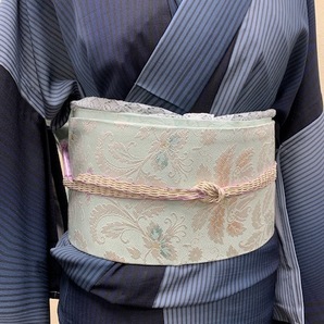 送料無料！２０２２年新柄おしゃれな正絹名古屋帯『京都西陣 弥栄織物』小紋・紬・無地に使えます。更紗 柄の画像6