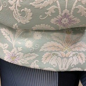 送料無料！２０２２年新柄おしゃれな正絹名古屋帯『京都西陣 弥栄織物』小紋・紬・無地に使えます。更紗 柄の画像9