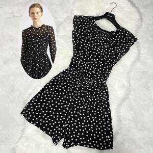  genuine article ultimate beautiful goods Dolce & Gabbana ribbon attaching dot polka dot short Jump suit all-in-one 38 black × white Dolce&Gabbana DOLCE&GABBANA