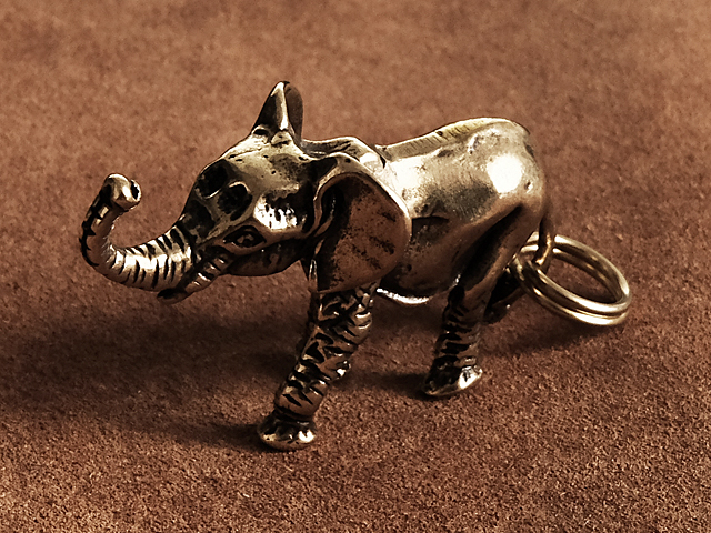 黄铜大象钥匙扣(逼真)大象动物雕像吊饰非洲双环美式休闲黄铜金饰, 杂货, 钥匙圈, 手工制作的