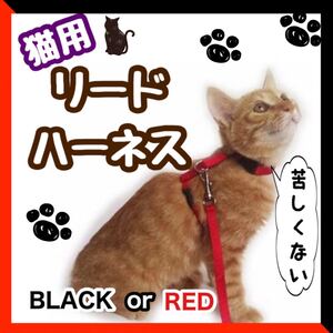 猫用(=^x^=)リード ハーネス お散歩に☆ 長さ調整可 2色