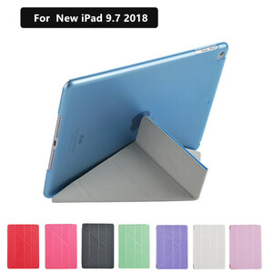 New iPad 9.7 2018用手帳型レザーケース/保護カバー/背面半透明/横開き/スタンドカバー/軽量/薄型【G972】