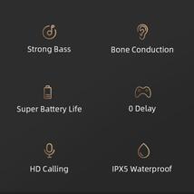 骨伝導 ワイヤレス イヤホン 5.0 Bluetooth ヘッドホン ヘッドセット 通話 マイク 高音質 USB ハンズフリー イヤフォン 軽量 ランニング_画像5