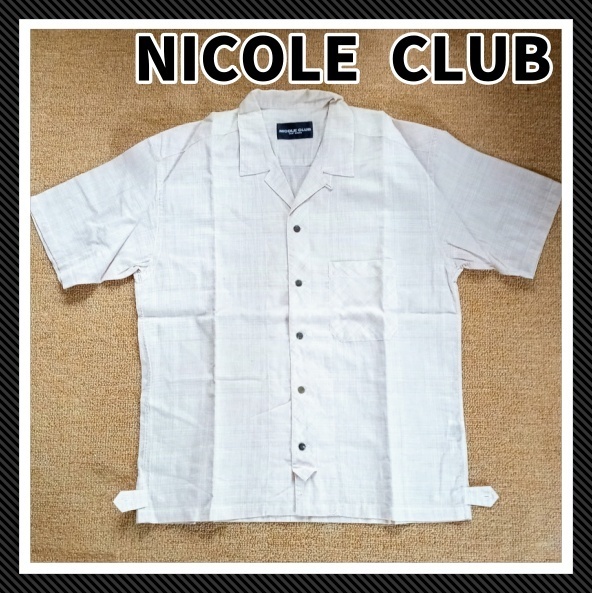 NICOLE CLUB FOR MEN ニコルクラブ フォーメン M Yシャツ 半袖シャツ カラーシャツ ブラウス ゴルフ ボタン Vネック コットン 麻 