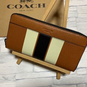 【COACH】コーチ長財布 (F75395) ブラウン×ホワイト×ブラックライン