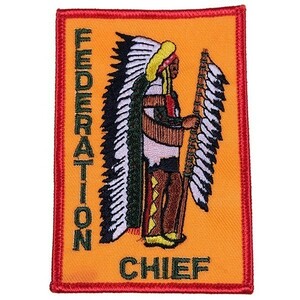ZH82 FEDERATION CHIEF インディアン 刺繍 四角形 ワッペン パッチ ロゴ エンブレム アメリカ 米国 USA 輸入雑貨