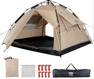 テント ワンタッチテント 3～4人用 窓二つ メッシュインナー UVカット 防水