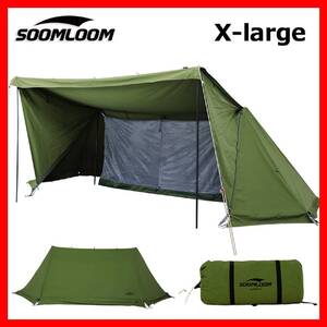 一人用 X-large ミリタリーテント TC素材 Soomloom 遮熱/耐火/難燃/耐久/遮光 ソロキャンプテント ソロキャンプ セット ツーリングテント