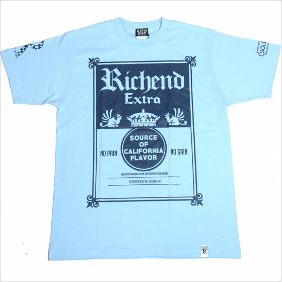 2XLサイズ RICHEND/リッチエンド Ｔシャツ EXTRA エクストラ ライトブルー×ネイビー 青 紺 スカイブルー ストリート USA アメージング 服