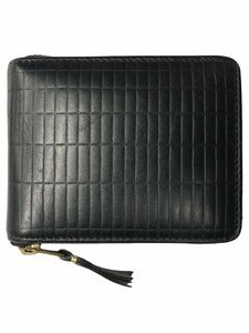 COMME des GARCONS (コムデギャルソン) ラウンドファスナー ジップウォレット 二つ折り 型押し 財布 ブラック ブランド/036