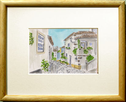 No. 4034 Ville fortifiée Portugal / Chihiro Tanaka (Aquarelle des Quatre Saisons) / Livré avec un cadeau, Peinture, aquarelle, Nature, Peinture de paysage