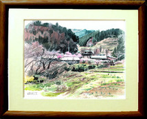 □・第7584号「花桃の里」埼玉県・小川町古寺 ／ 田中　君子画／プレゼント付き！_画像3