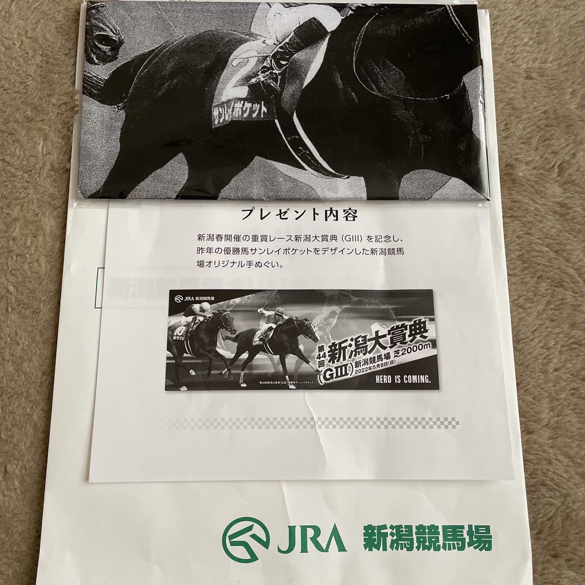 JRA★新潟競馬場限定　(非売品) 新潟記念 ブラストワンピース 手ぬぐい