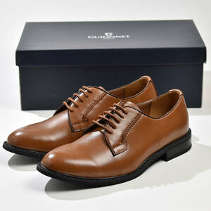 ビジネスシューズ メンズ ブラウン 茶色 革靴 紳士靴 レザー プレーントゥ 新品 約24.5cm 39