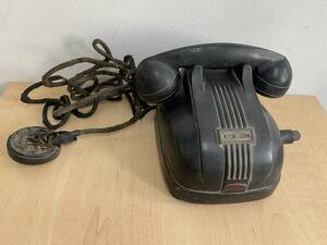 ①[ antique ] Hitachi? 3 number magnet type telephone machine? desk telephone machine operation not yet verification cable torn present condition goods [ Junk / home storage goods ]