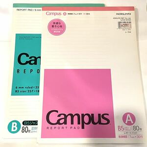 レポート用紙 2セット Campus B5 A罫 B罫 レポートパッド　m2251312