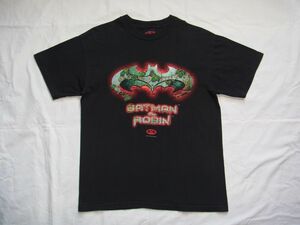 ☆ 90s ビンテージ BATMAN & ROBIN バットマン&ロビン ロゴ Tシャツ 黒 ☆USA古着 映画 DC COMICS オフィシャル JOKER ジョーカー 80s OLD