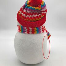 訳あり 置物 人形 雪だるま 帽子とマフラー (レッド, 小サイズ)_画像6